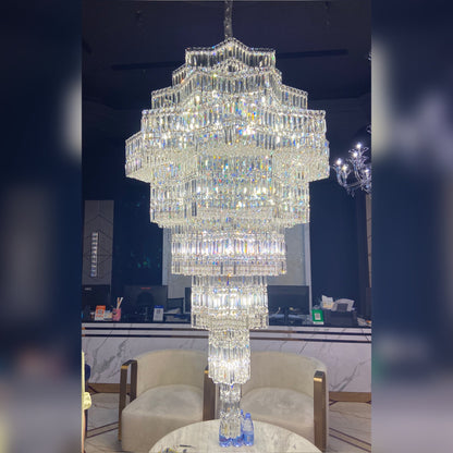 Luxury Extra Large Plaza Multi-Tier Crystal Chandelier For  Hotel Hall / 2 Story Foyer / High Ceiling Living Room