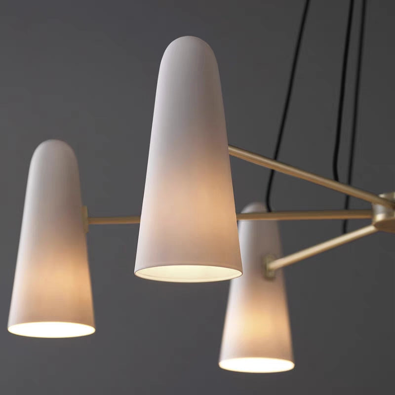 Oversized Modern Minimalist Round Cone Glass Shade Chandelier for Living Room/Dining Room