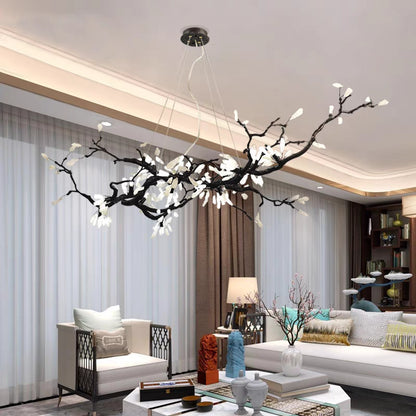 Creative Extra Large Flower Branch Light Natural Crystal Pendant Chandelier for Dining/Living Room