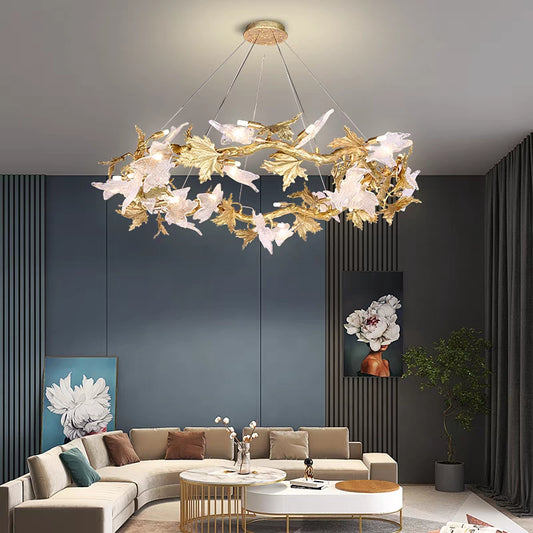 Ion Leaf Organic Branching Round Chandelier - Italian ConceptIon Leaf Organic Branching Round Chandelier - Italian Concept ION LEAF ORGANIC BRANCHING ROUND CHANDELIER,chandelier,chandeliers,pendant,leaf,leaves,gold,luxury,maple,round,branch,glass,crystal,light,ceiling,chain,adjustable,living room,dining room,post-modern,art,creative