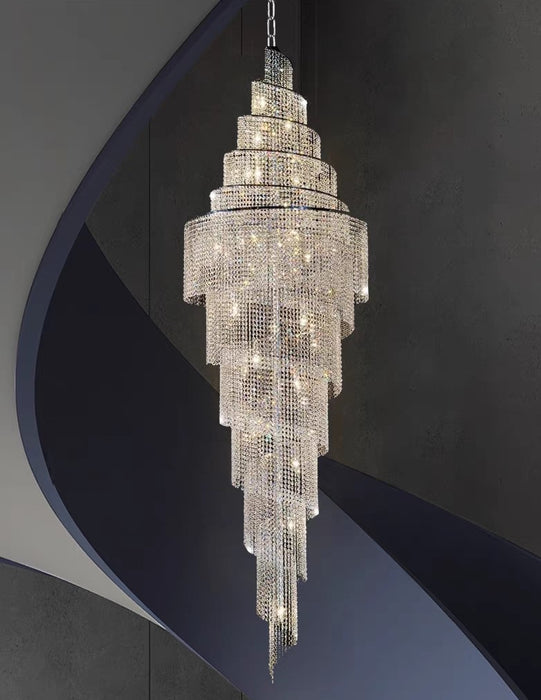Oversized Luxury Spiral Crystal Chain Pendant Chandelier for Stairs/Foyer/Hotel Lobby