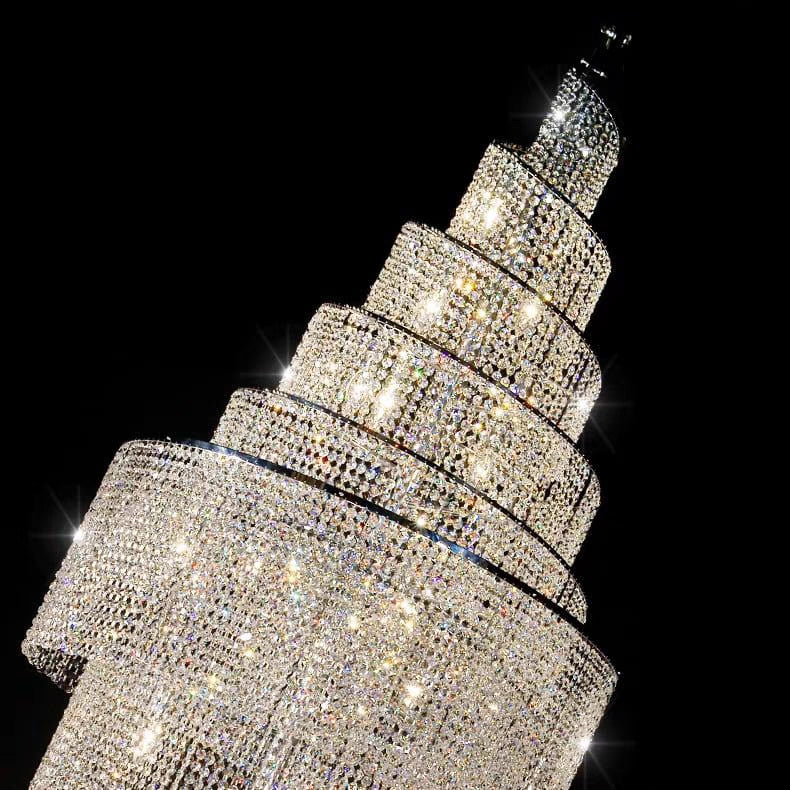 Oversized Luxury Spiral Crystal Chain Pendant Chandelier for Stairs/Foyer/Hotel Lobby