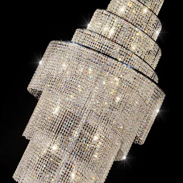 Oversized Luxury Spiral Crystal Chain Pendant Chandelier for Stairs/Foyer/Hotel Lobby