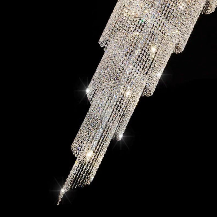 Oversized Luxury Spiral Crystal Chain Pendant Chandelier for Stairs/Foyer/Hotel Lobby