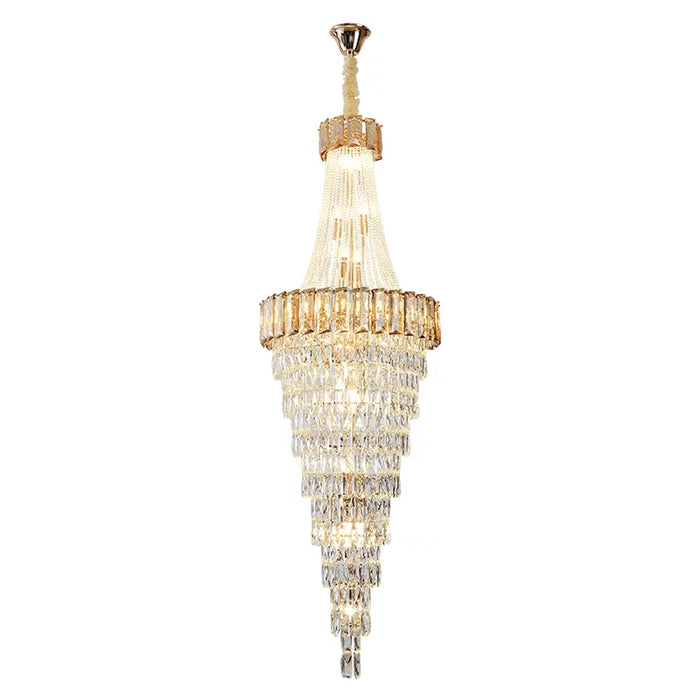 Extra Large Modern Trendy Light Luxury Crystal Long Chandelier for Duplex Hall/Foyer/Hotel Lobby