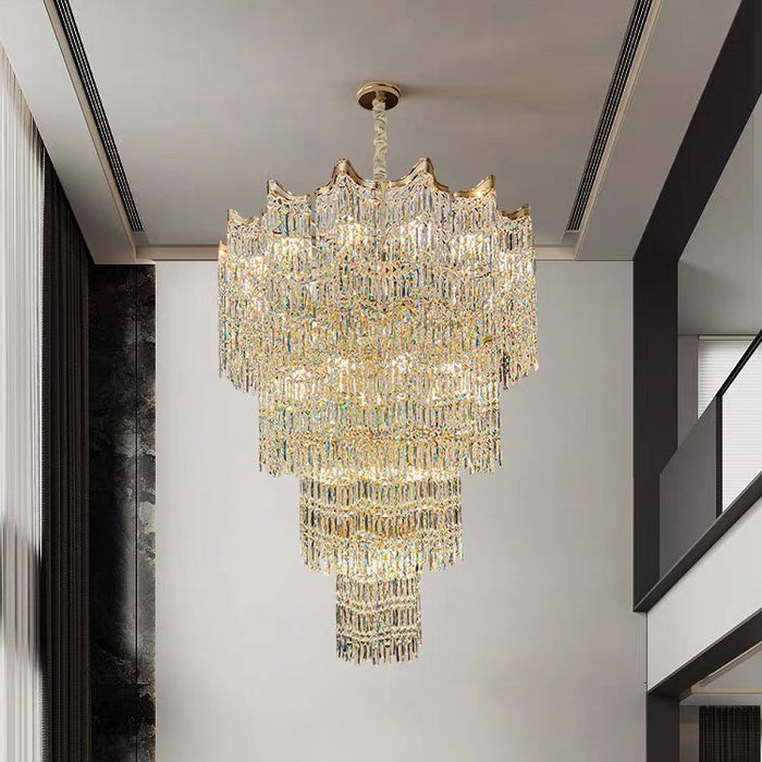 chandelier,chandeliers,pendant,crystal,high quality k9 crystal,metal,gold,clear crystal,oversized,extra large,large,big,huge,,luxury,light luxury,ceiling,rods,living room,foyer,entrys,big hallway,spiral staircase,stairs,entryance,loft,duplex hall,hotel lobby