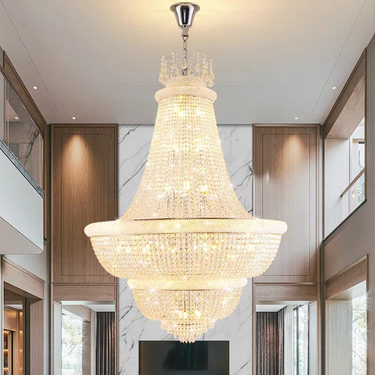 crystal,metal,chandeleir,chandeliers,pendant,empire,crystal,layers,tiers,round,living room,dining room,foyer,entrys,stairs,hallway, big hallway,oversized,large,big,huge