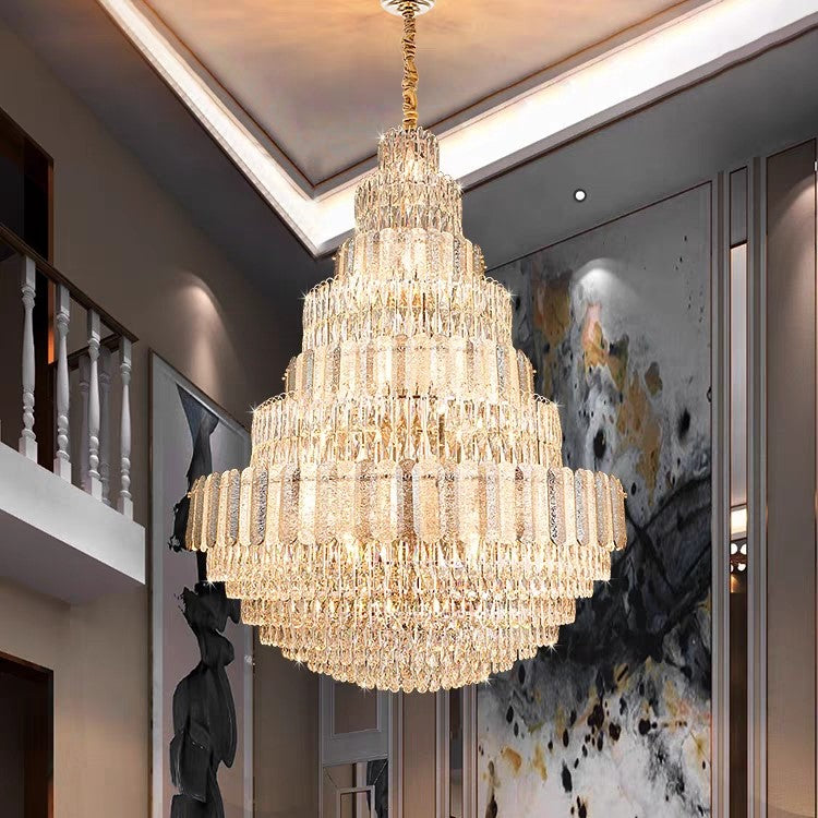 Oversized Modern Multi-layer Empire Crystal Chandelier for Living Room/Foyer/Stairs/Hotel Lobby