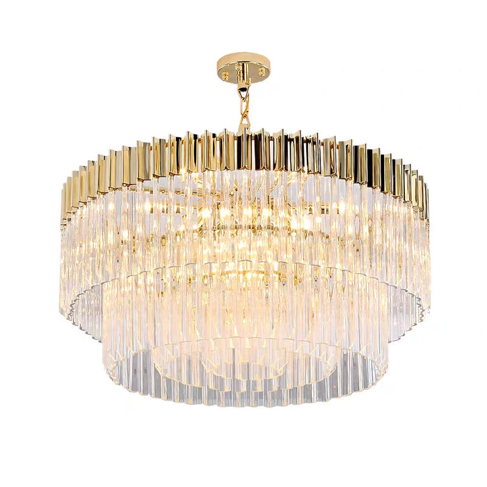 Oversized Golden Round/Oval Crystal Ceiling Chandelier Set for living room and dining room