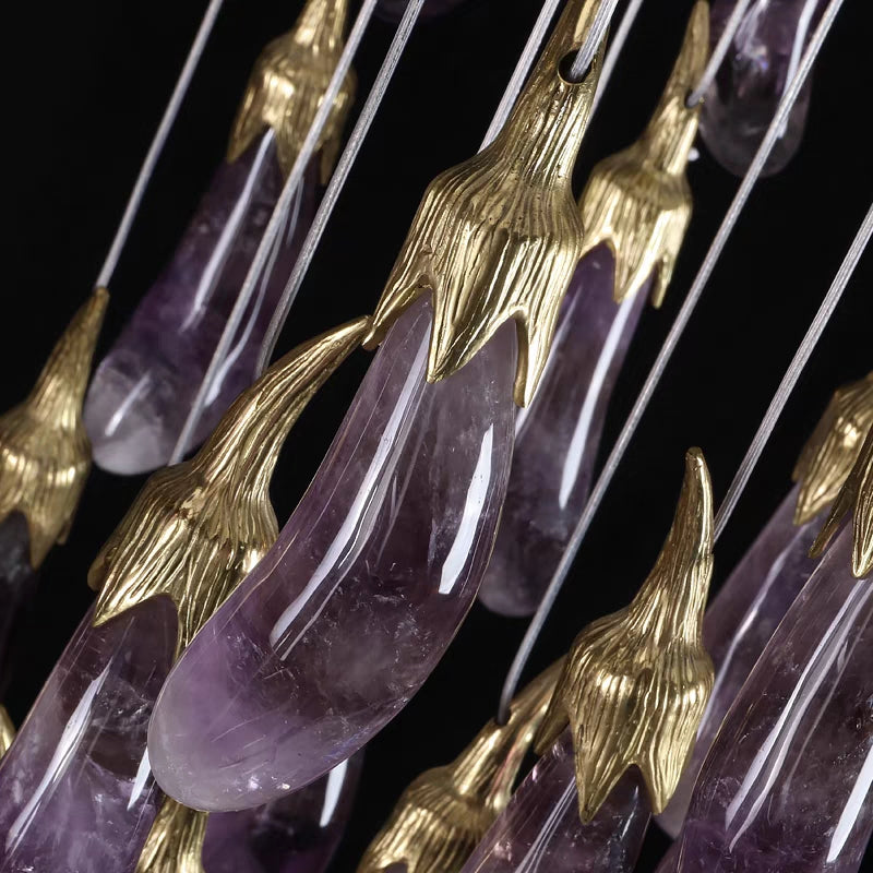Artistic Eggplant Flush Mounted Crystal Ceiling Light Decorative Chandelier