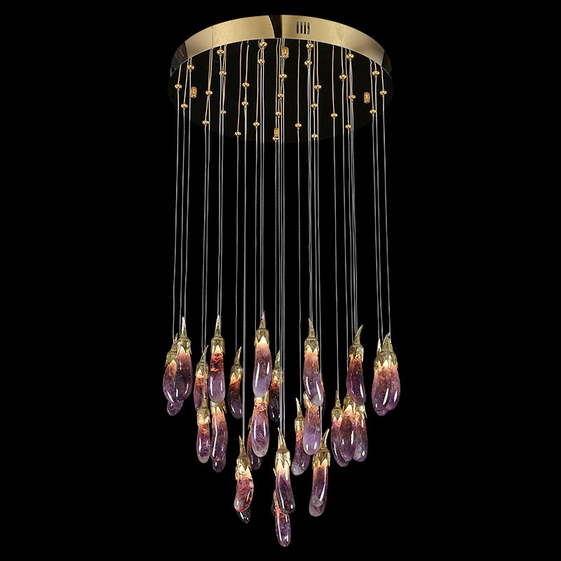 Artistic Eggplant Flush Mounted Crystal Ceiling Light Decorative Chandelier