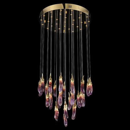 Artistic Eggplant Flush Mounted Crystal Ceiling Light Decorative Chandelier