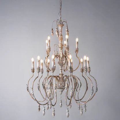 Traditional Rustic Vintage Candle Pendant Chandelier for cafe, living room, and dining room