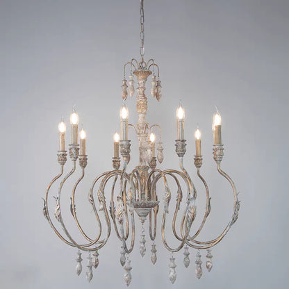 Traditional Rustic Vintage Candle Pendant Chandelier for cafe, living room, and dining room