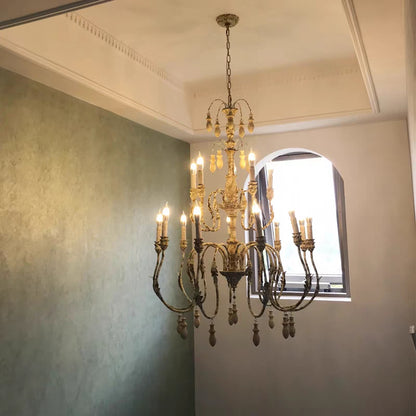 Traditional Rustic Vintage Candle Pendant Chandelier for cafe, living room, and dining room