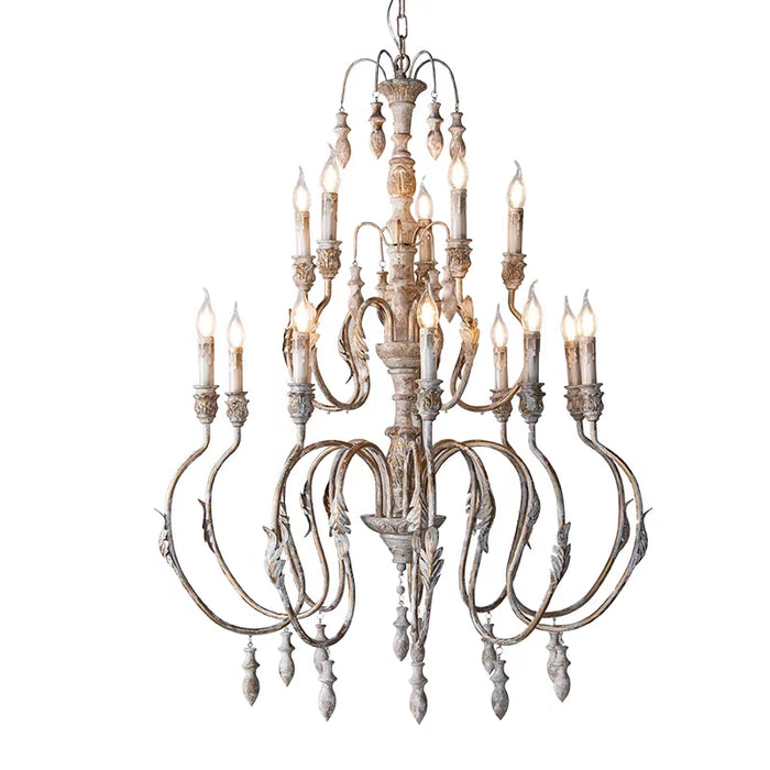 Traditional Rustic Vintage Candle Pendant Chandelier for cafe, living room, and dining room
